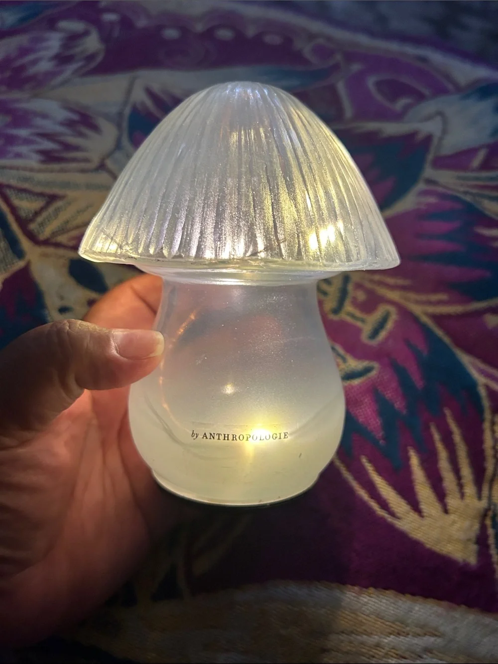Anthropologie blown glass mushroom lamp